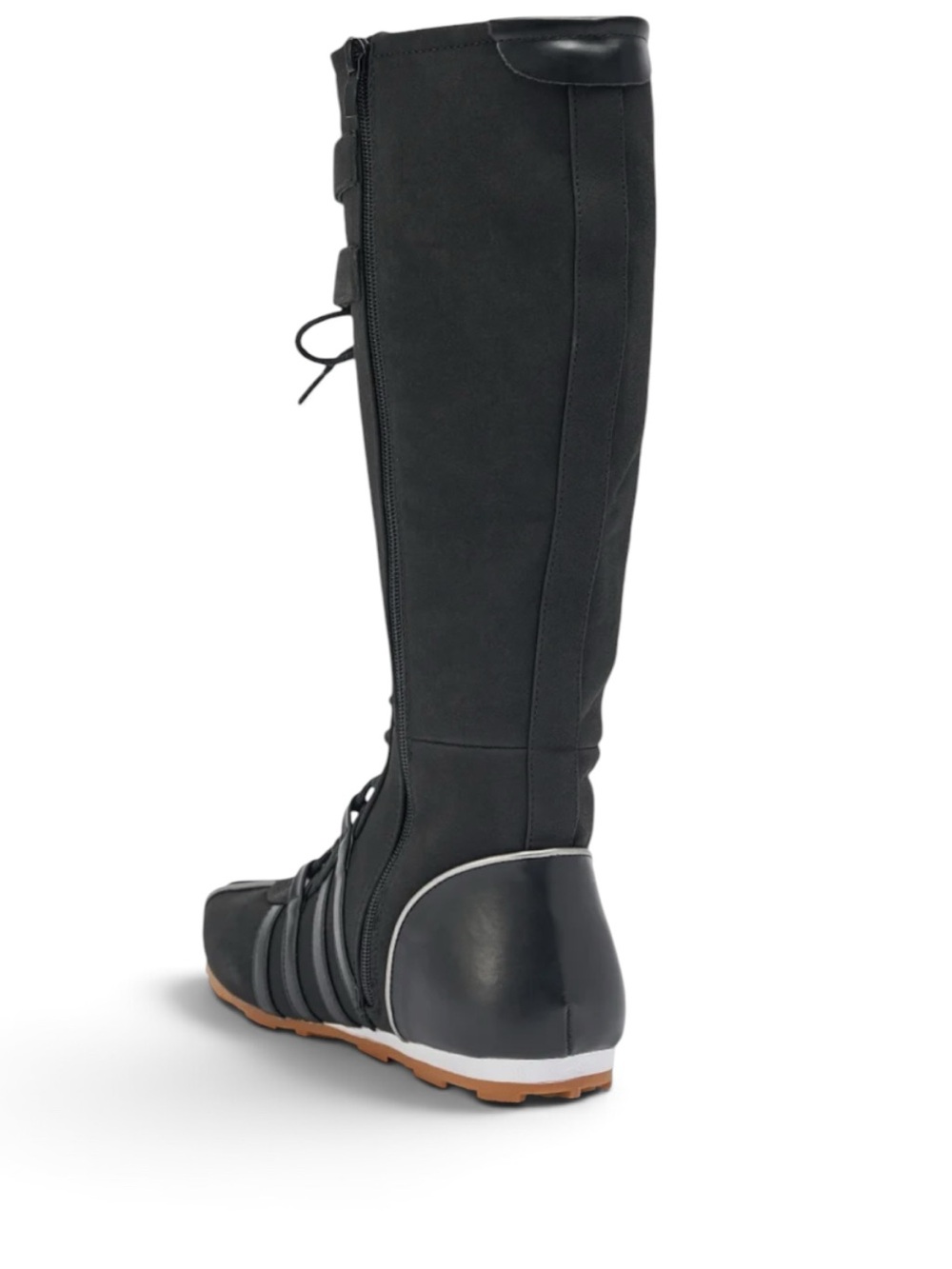 AZALEA WANG OZZY BLACK FLAT SNEAKER Lace-Up Knee-High Fashion Boots - Picture 3 of 8